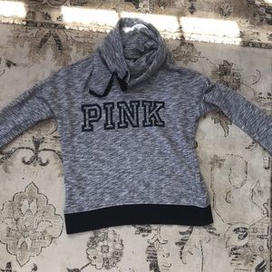 Pink brand gray cowl neck sweatshirt